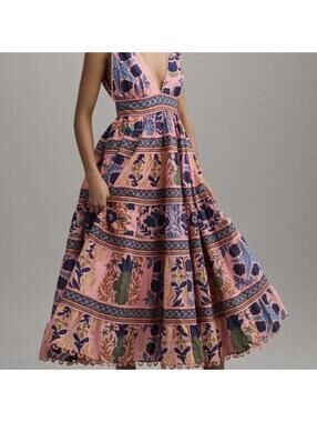FARM Rio - Seashell Tapestry Pink Midi Dress